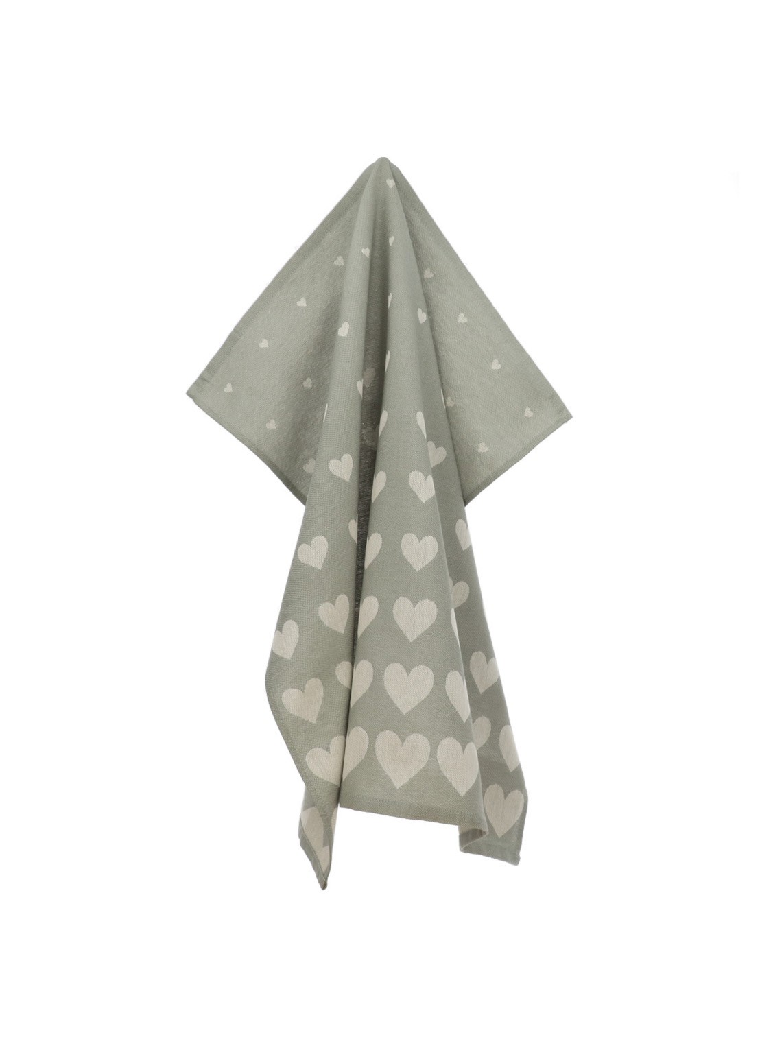 Bunzlau Castle Hearts theedoek 65 x 65 cm  - voorkant groen
