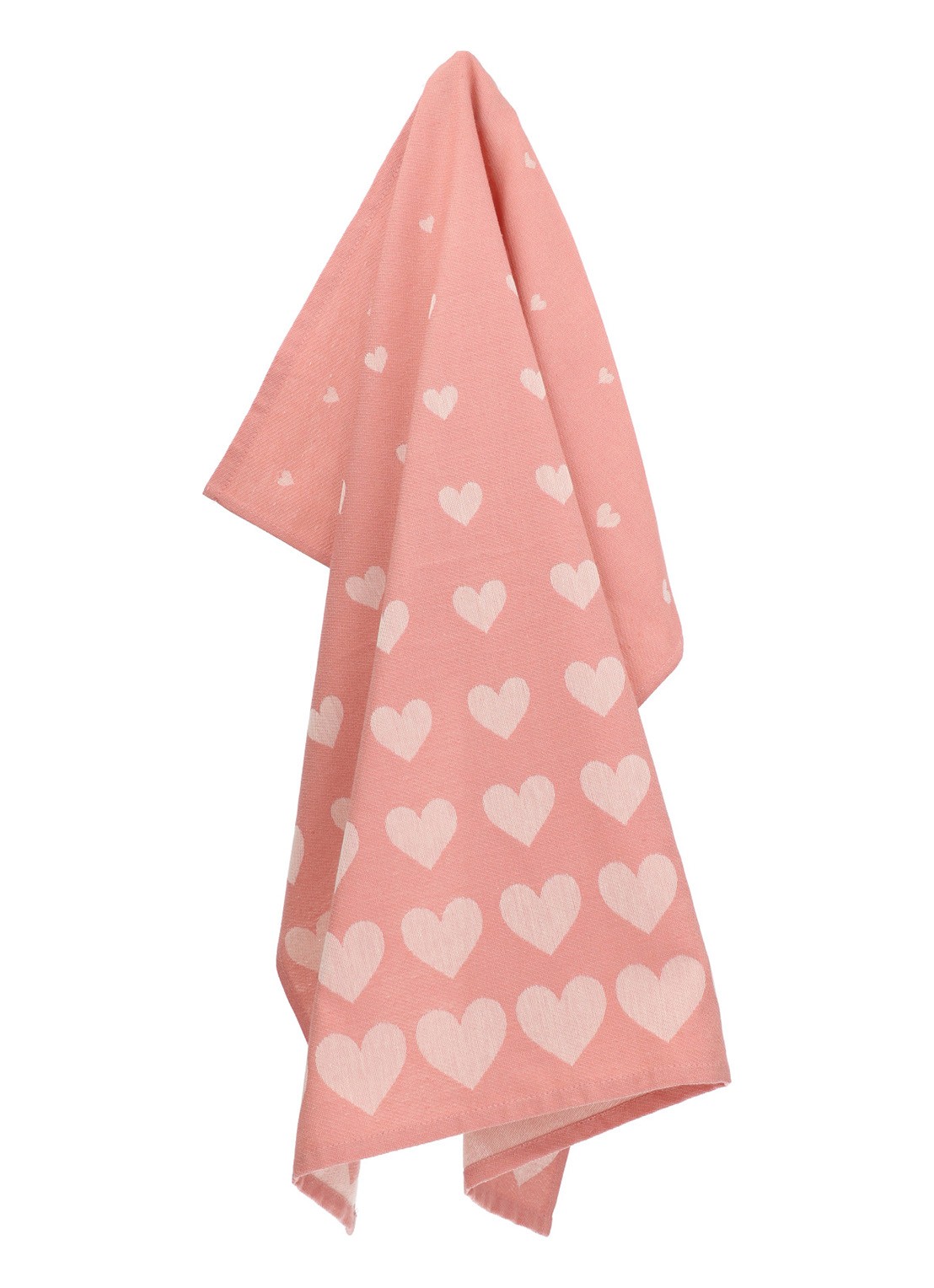Bunzlau Castle Hearts theedoek 65 x 65 cm  - voorkant 2 roze