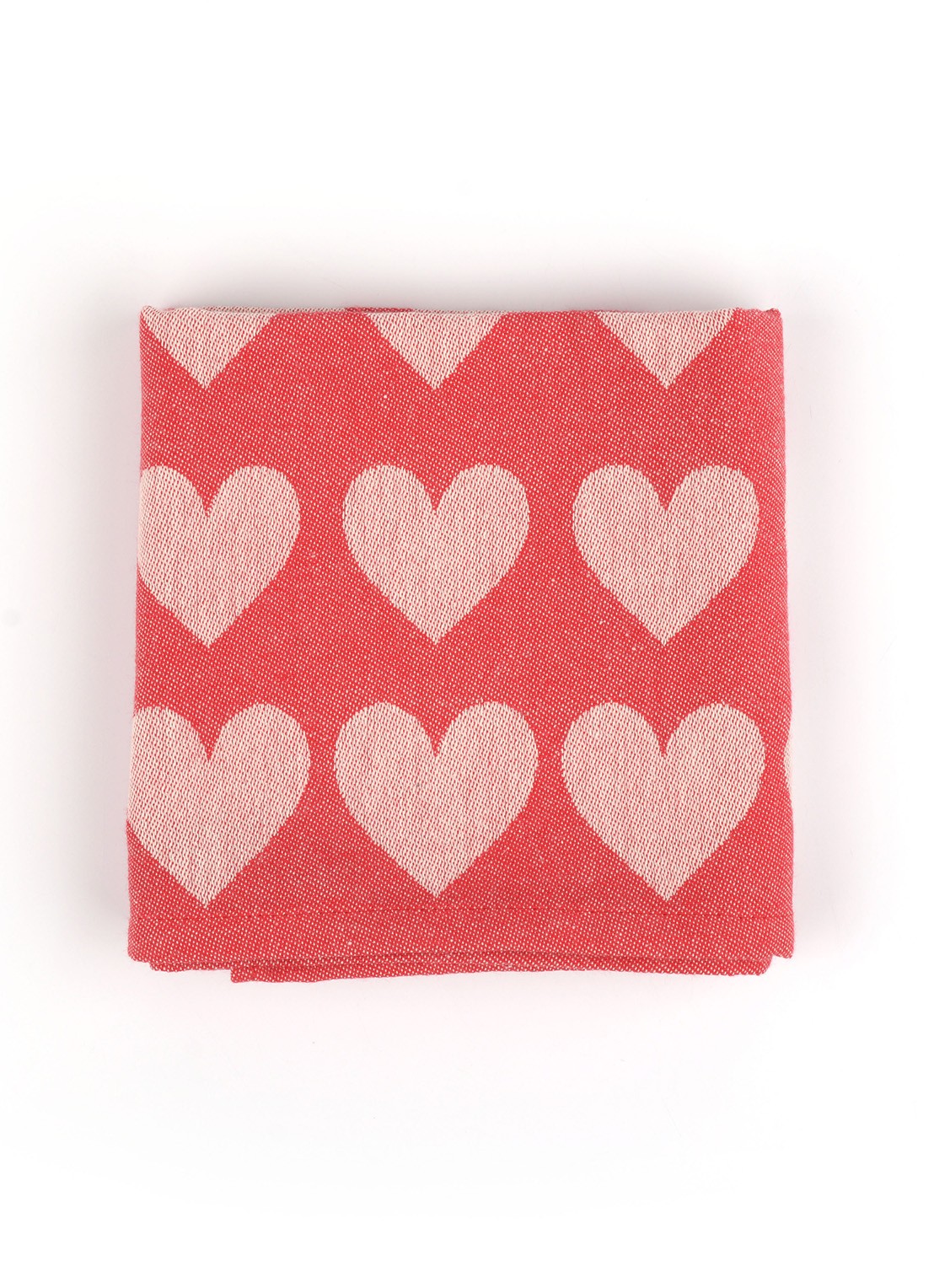 Bunzlau Castle Hearts theedoek 65 x 65 cm  - detail rood