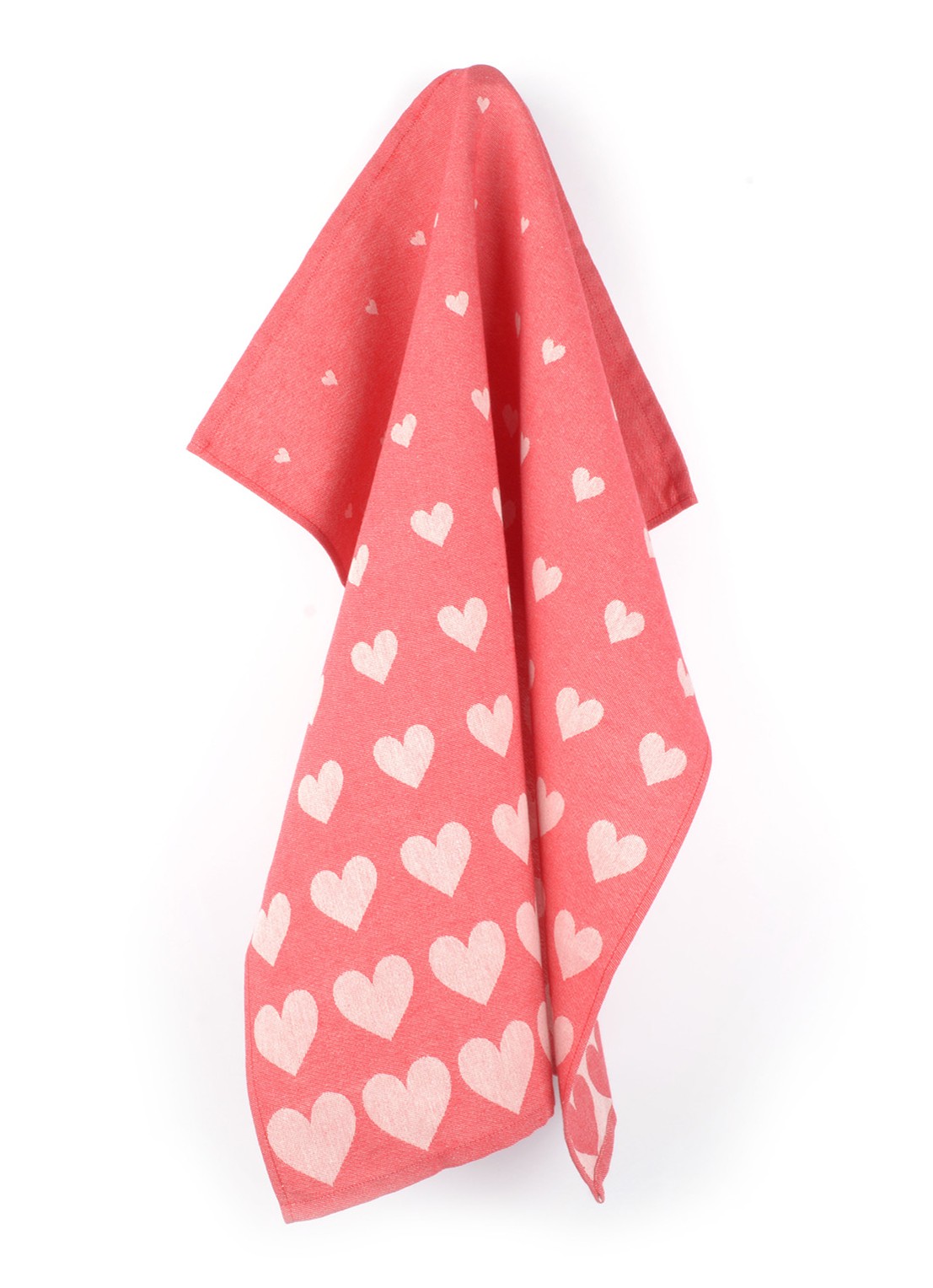 Bunzlau Castle Hearts theedoek 65 x 65 cm  - voorkant 3 rood