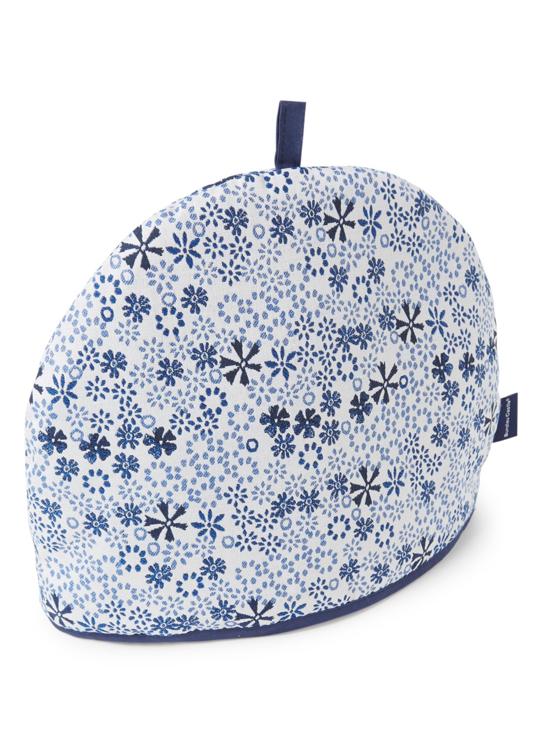 Bunzlau Castle Indigo Lace theemuts - voorkant 2 jeans