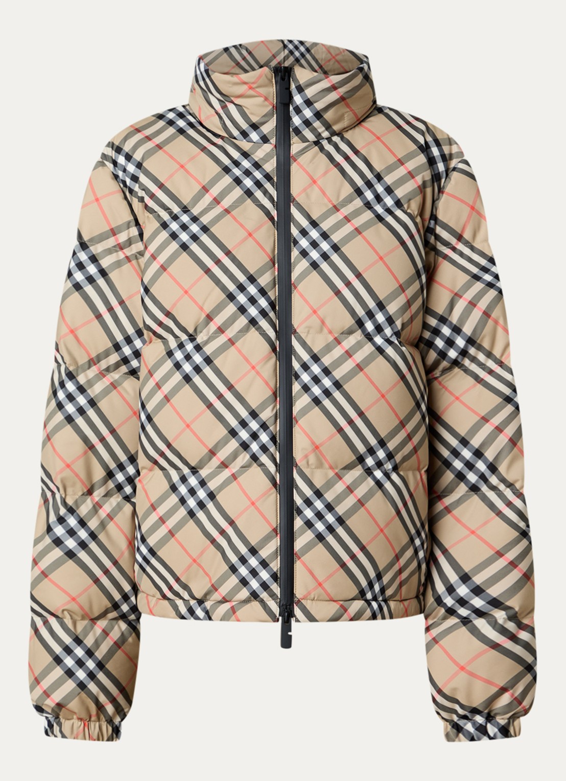 Burberry Ambleside pufferjack met ruitdessin en steekzakken - voorkant 4 zand