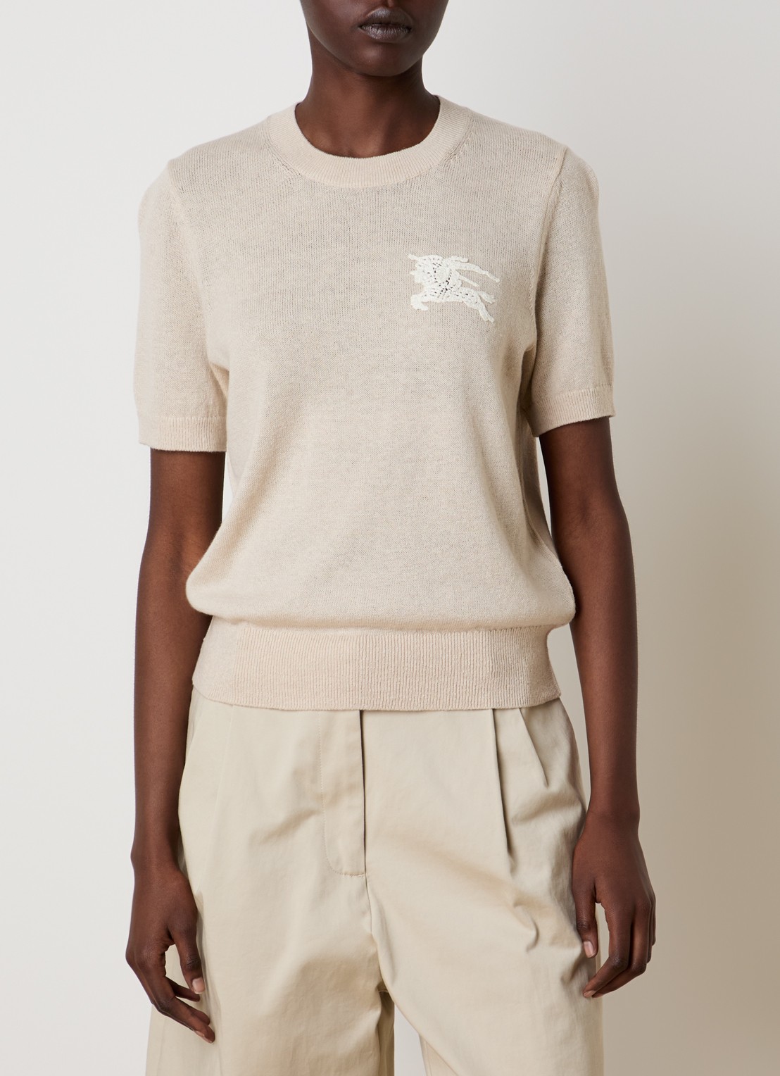 Burberry Anisa fijngebreide top met logoborduring - detail 3 beige