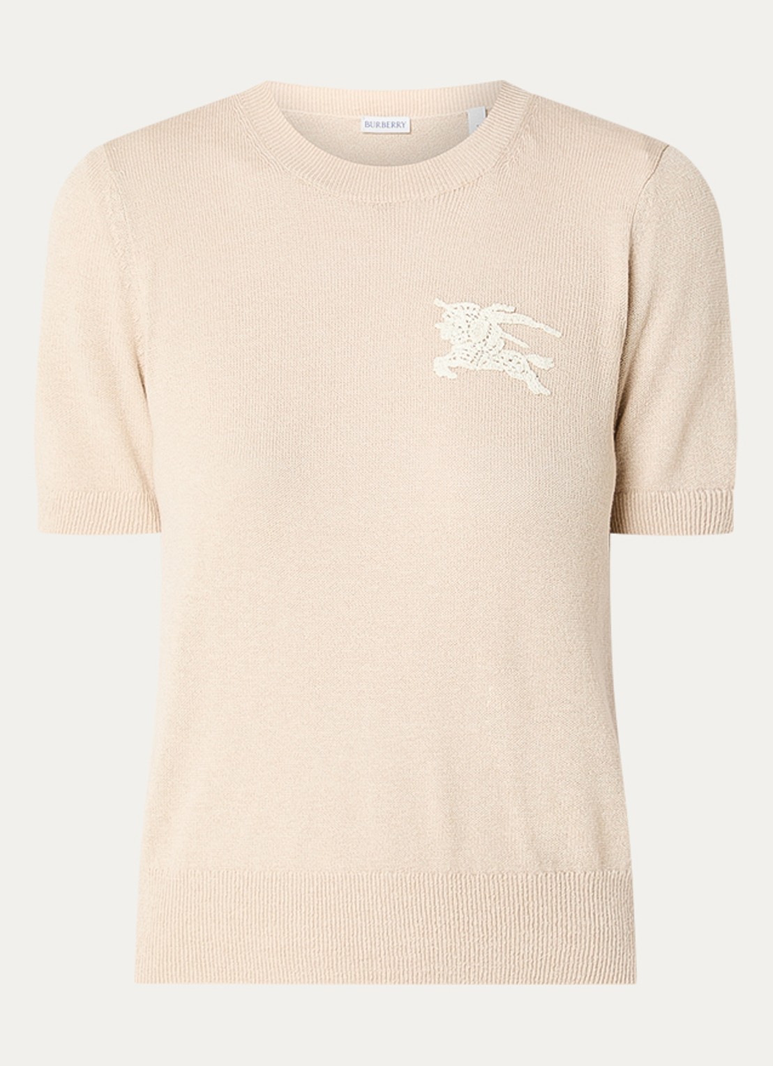 Burberry Anisa fijngebreide top met logoborduring - voorkant beige
