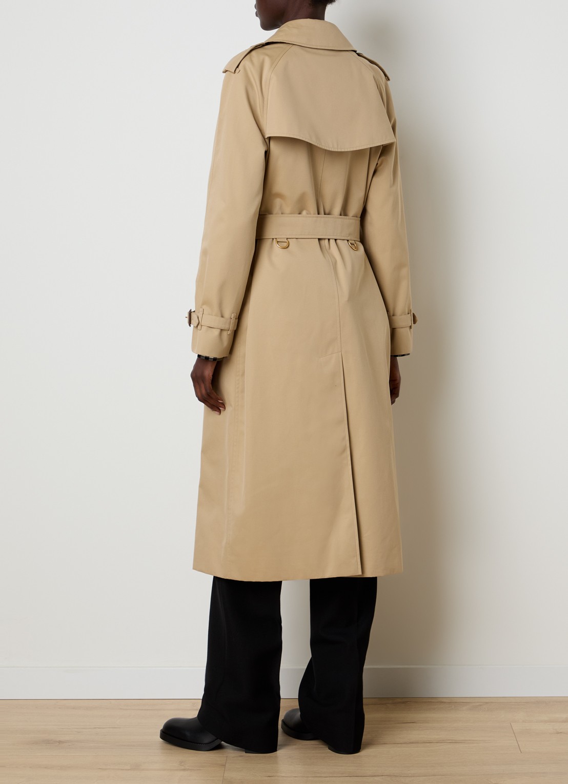 Burberry Asymmetrische trenchcoat met paspelzakken - achterkant 3 zwart