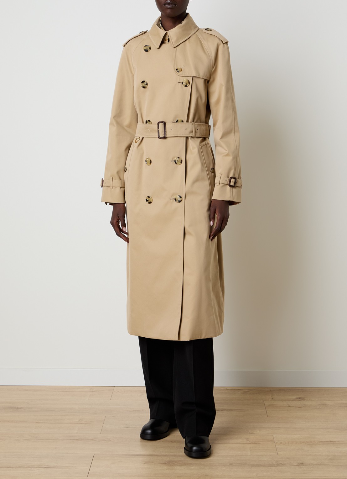 Burberry Asymmetrische trenchcoat met paspelzakken - detail 4 zwart