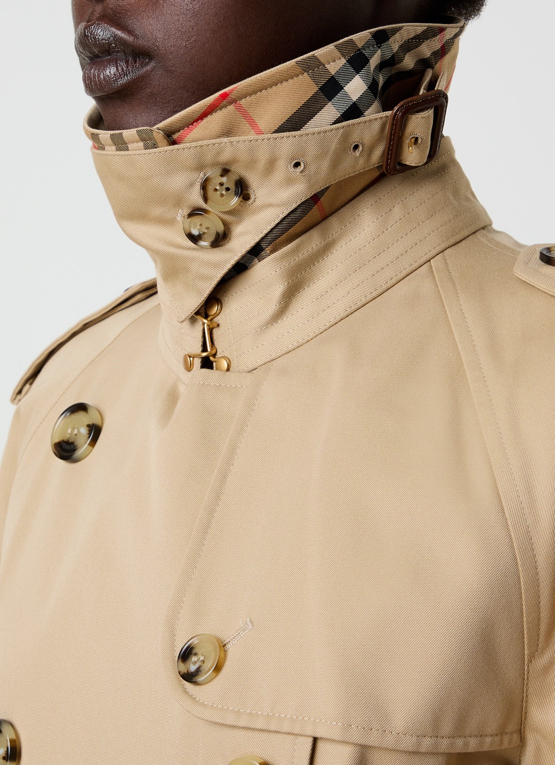 Burberry Asymmetrische trenchcoat met paspelzakken - detail 6 zwart