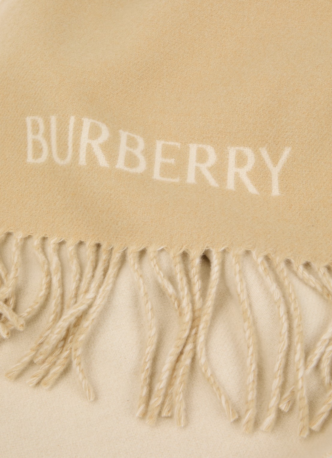Burberry B Crest sjaal van kasjmier met borduring 165 x 33 cm - detail zand
