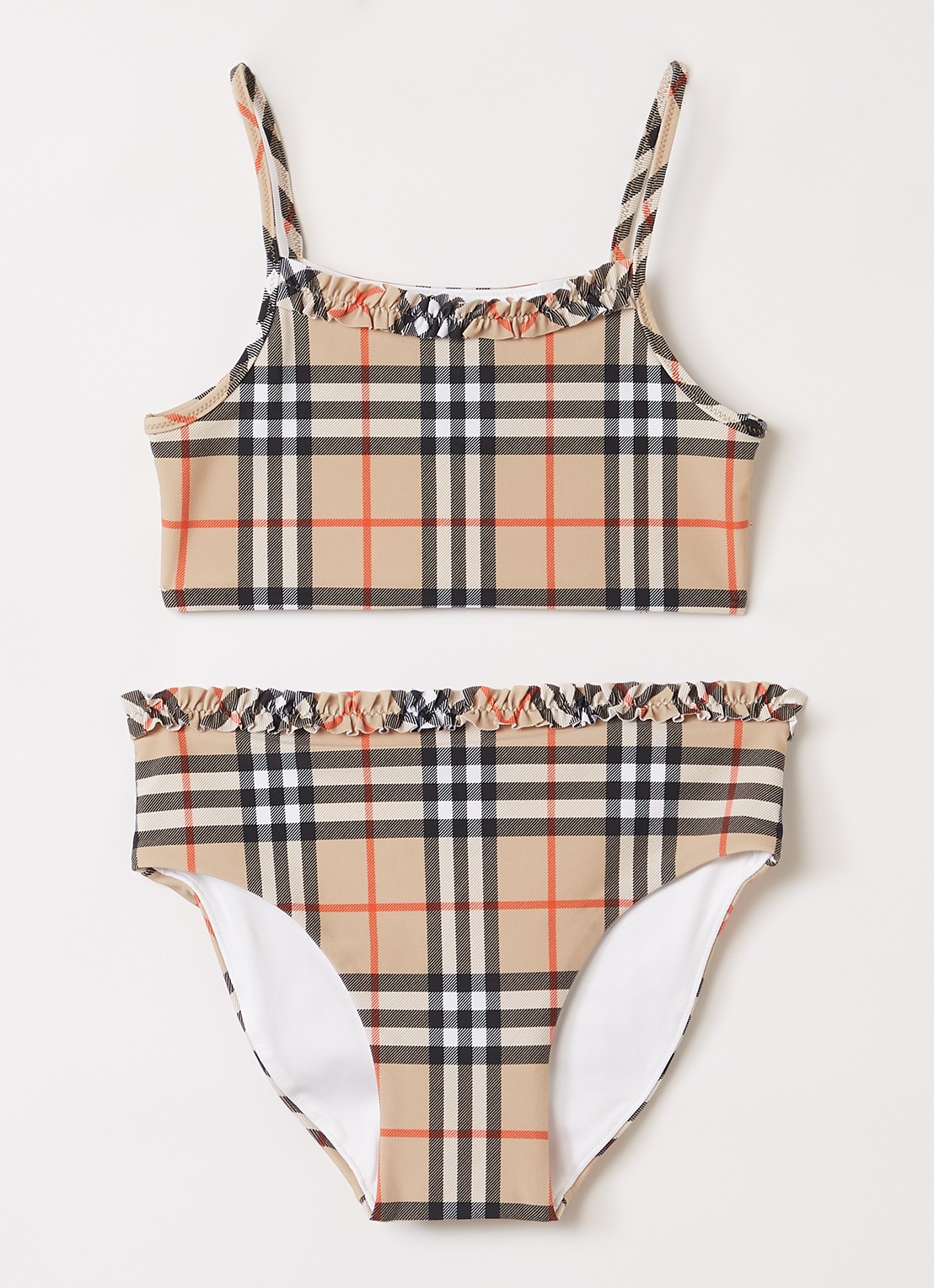 Burberry Babette bikiniset met ruitdessin - voorkant khaki