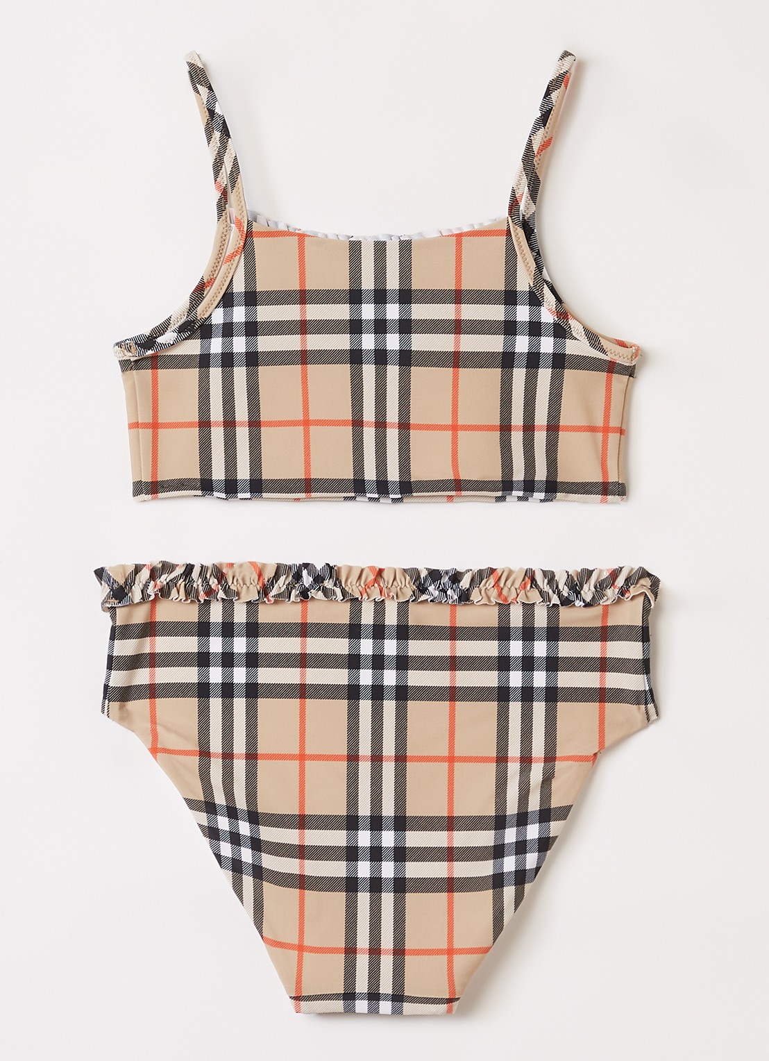 Burberry Babette bikiniset met ruitdessin - voorkant 2 khaki
