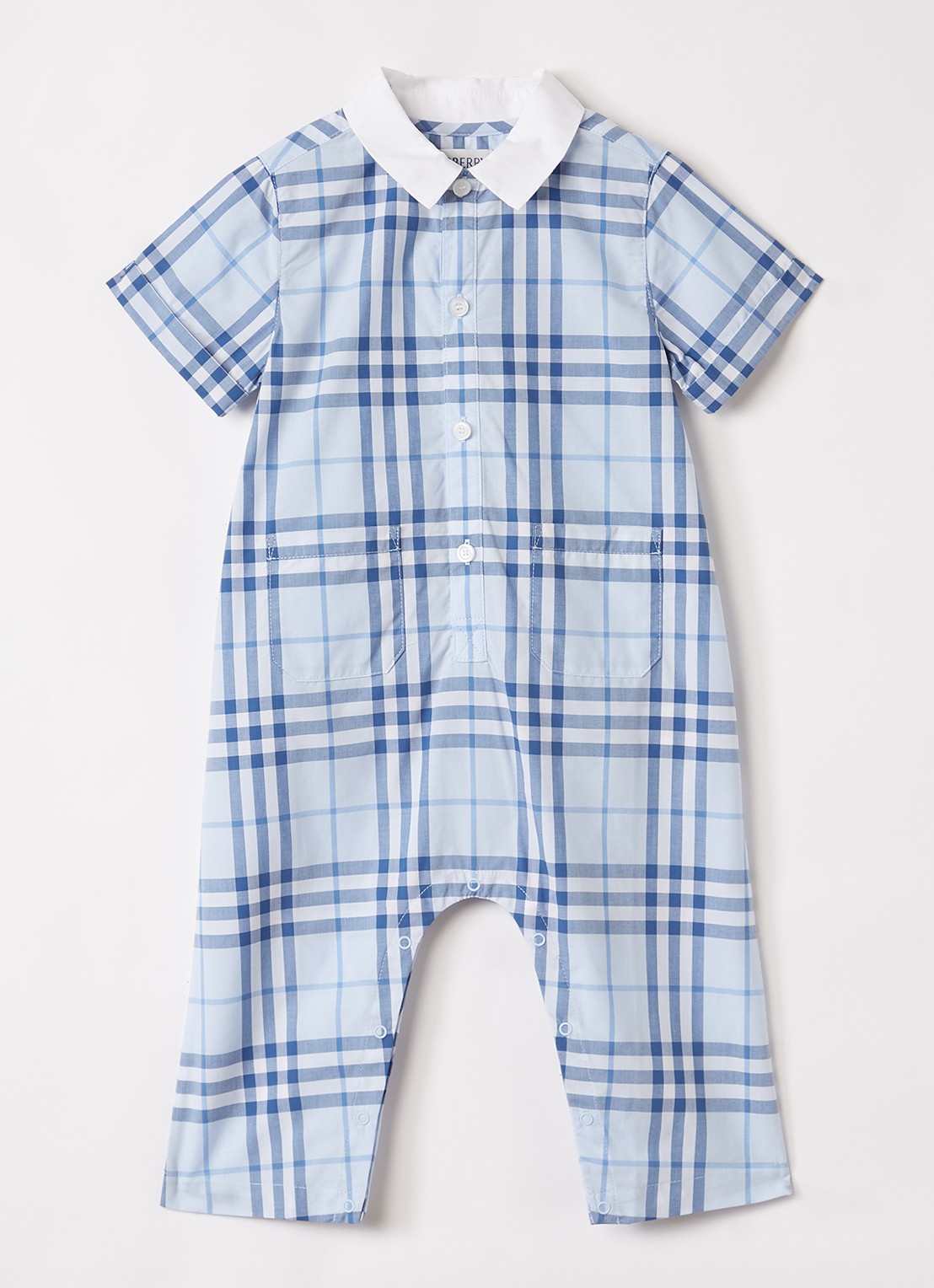 Burberry Babypak met ruitdessin - voorkant lichtblauw