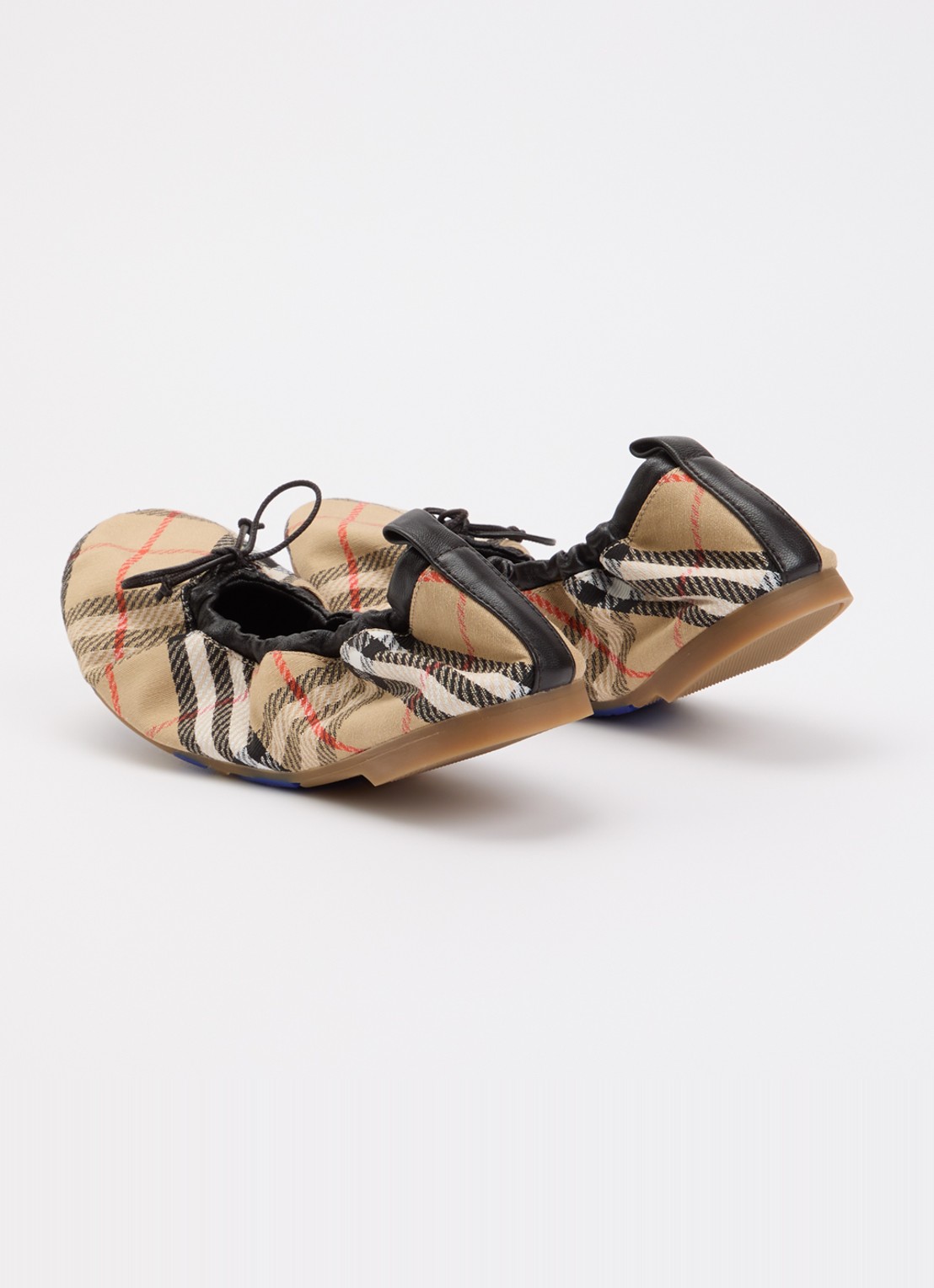 Burberry Ballerina met details van lamsleer en ruitdessin - achterkant 6 zand