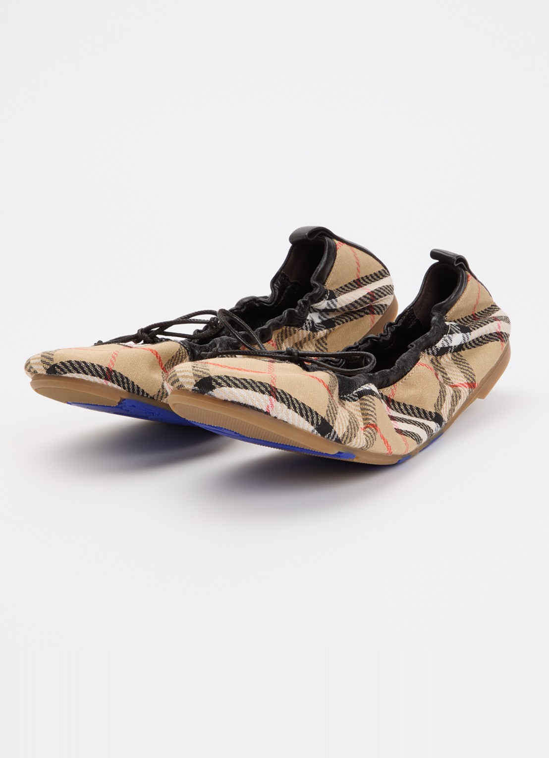 Burberry Ballerina met details van lamsleer en ruitdessin - detail 2 zand