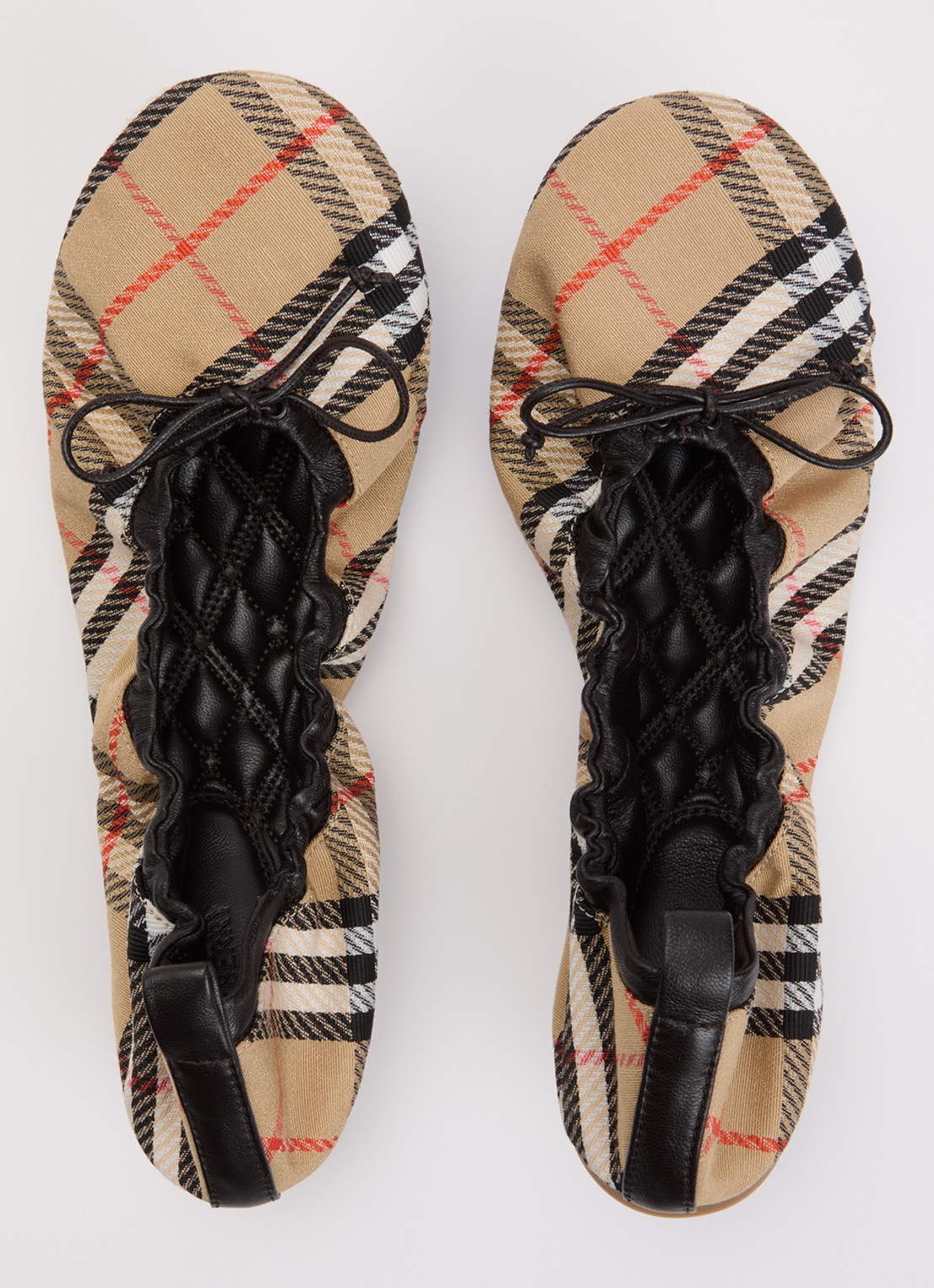 Burberry Ballerina met details van lamsleer en ruitdessin - detail 3 zand