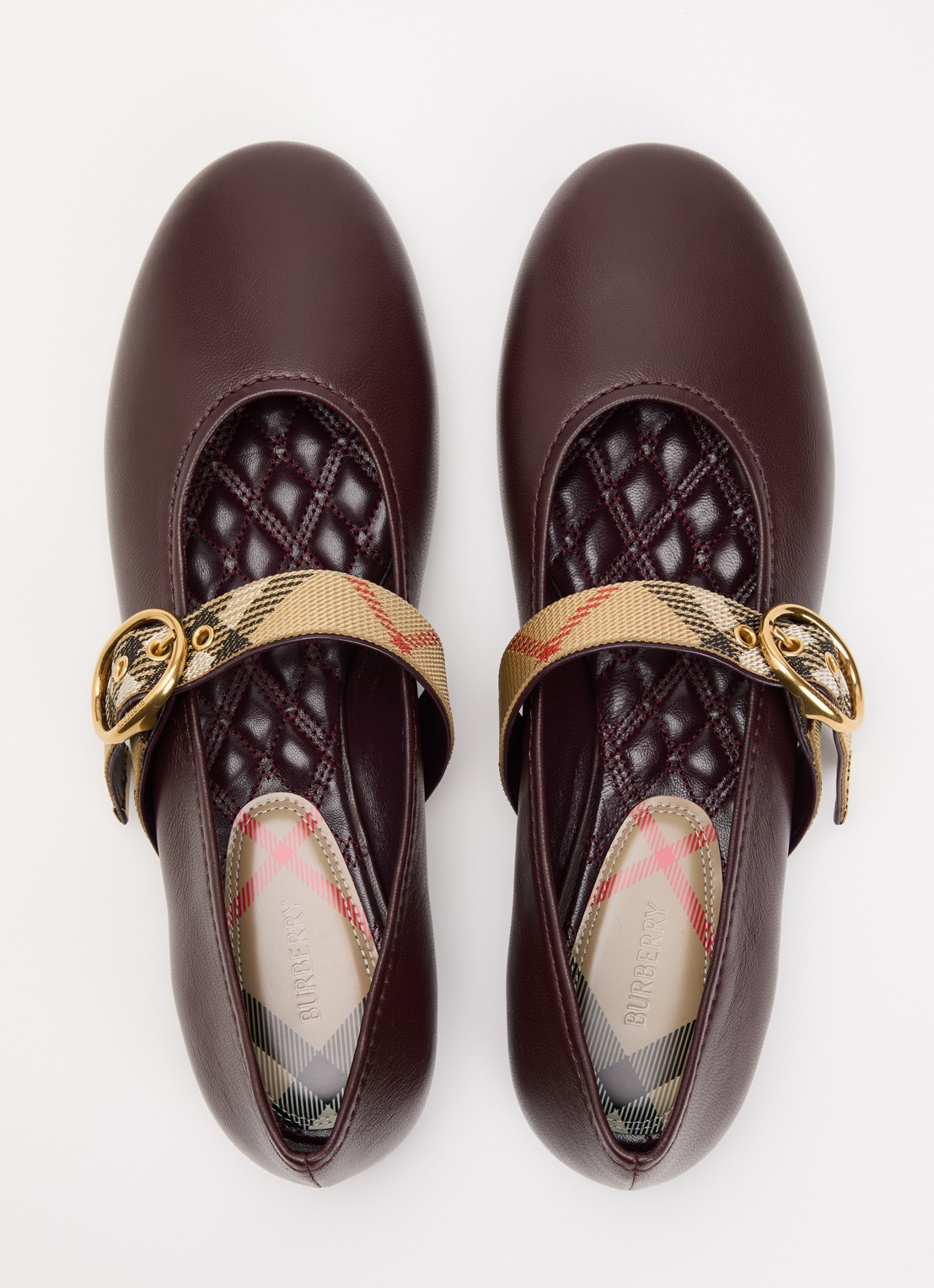 Burberry Ballerina van lamsleer - detail 4 bordeauxrood