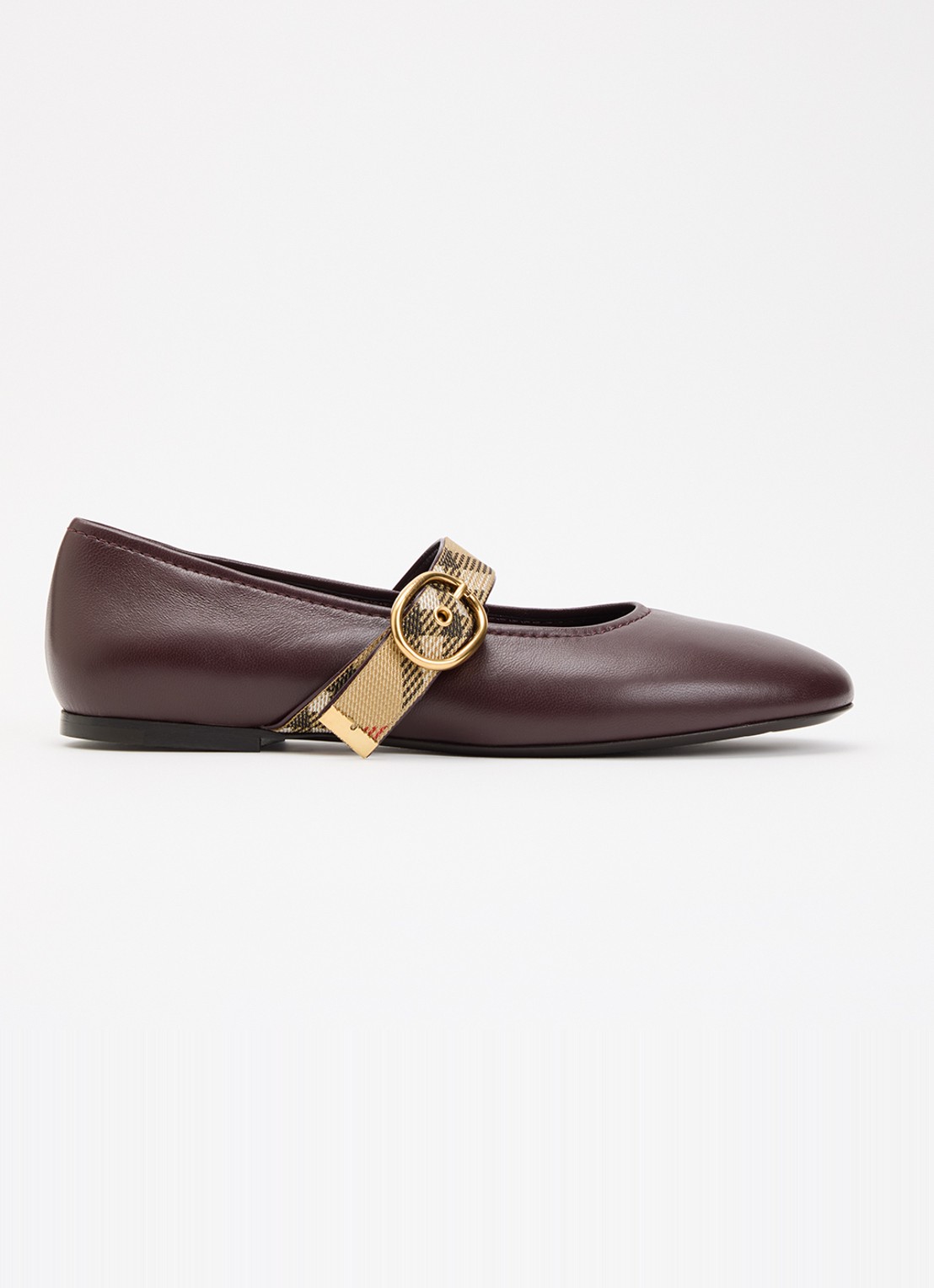 Burberry Ballerina van lamsleer - voorkant 2 bordeauxrood