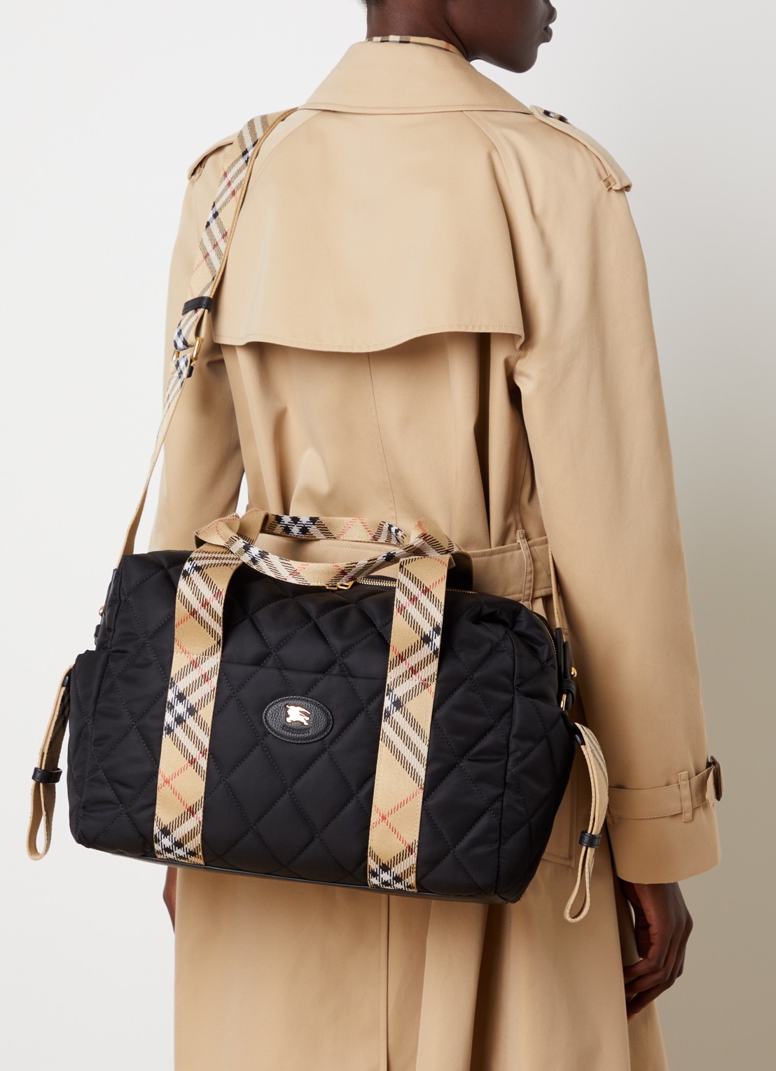 Burberry Belfast luiertas met quilt patroon en verschoningsmat - voorkant 8 zwart