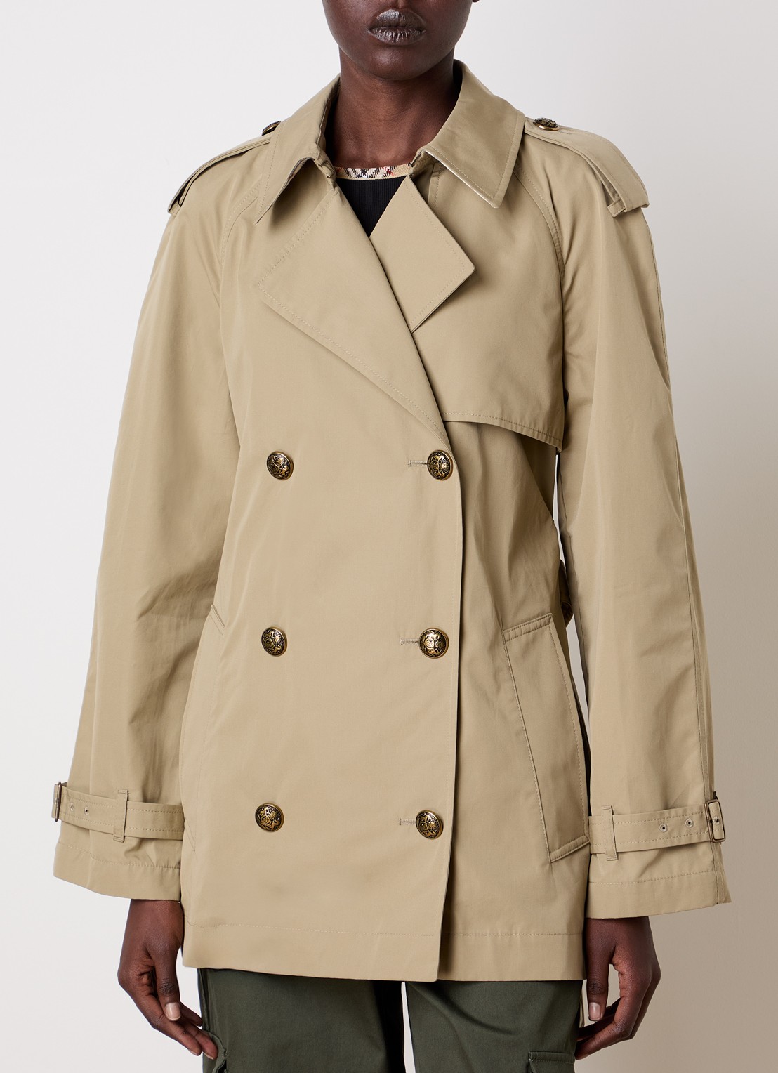 Burberry Belgravia double-breasted trenchcoat met steekzakken en ceintuur - detail 4 khaki