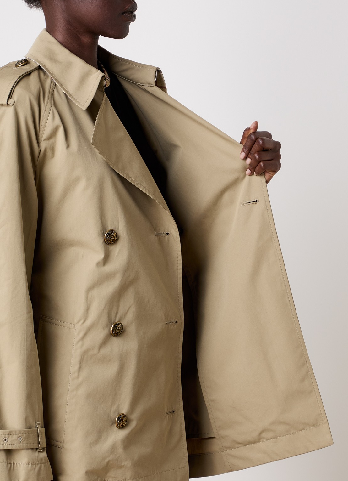 Burberry Belgravia double-breasted trenchcoat met steekzakken en ceintuur - detail 5 khaki