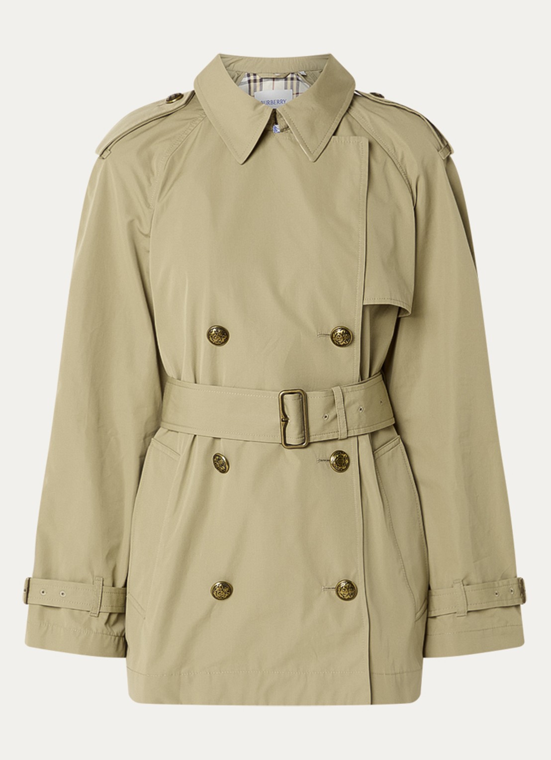 Burberry Belgravia double-breasted trenchcoat met steekzakken en ceintuur - voorkant 2 khaki
