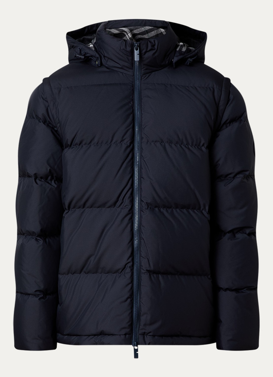 Burberry Bideford puffer jack met afneembare capuchon en mouwen - voorkant 5 donkerblauw
