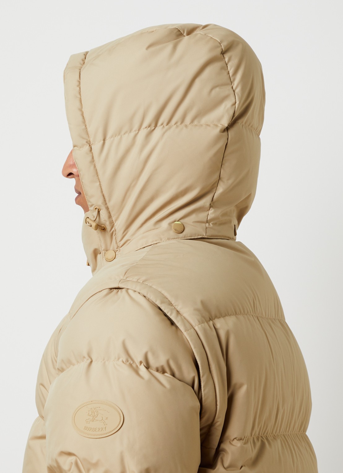 Burberry Bideford puffer jack met donsvulling - detail 3 khaki