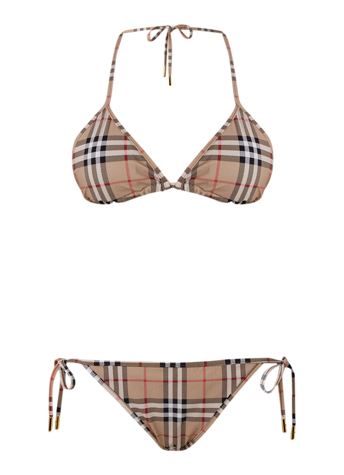 Burberry Bikiniset met ruitdessin - voorkant 3 beige
