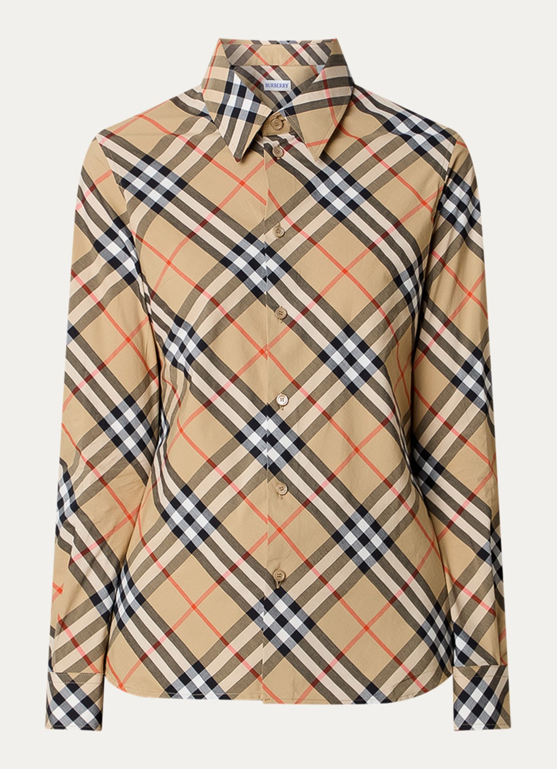Burberry Blouse met ruitdessin - voorkant 4 zand