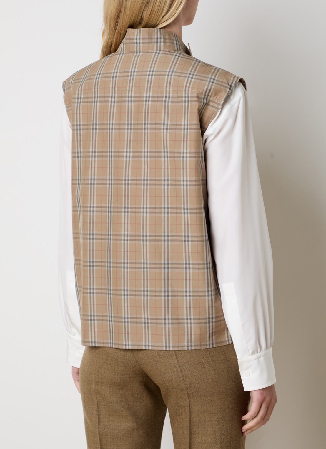Burberry Blouse met ruitdessin - achterkant 5 zand