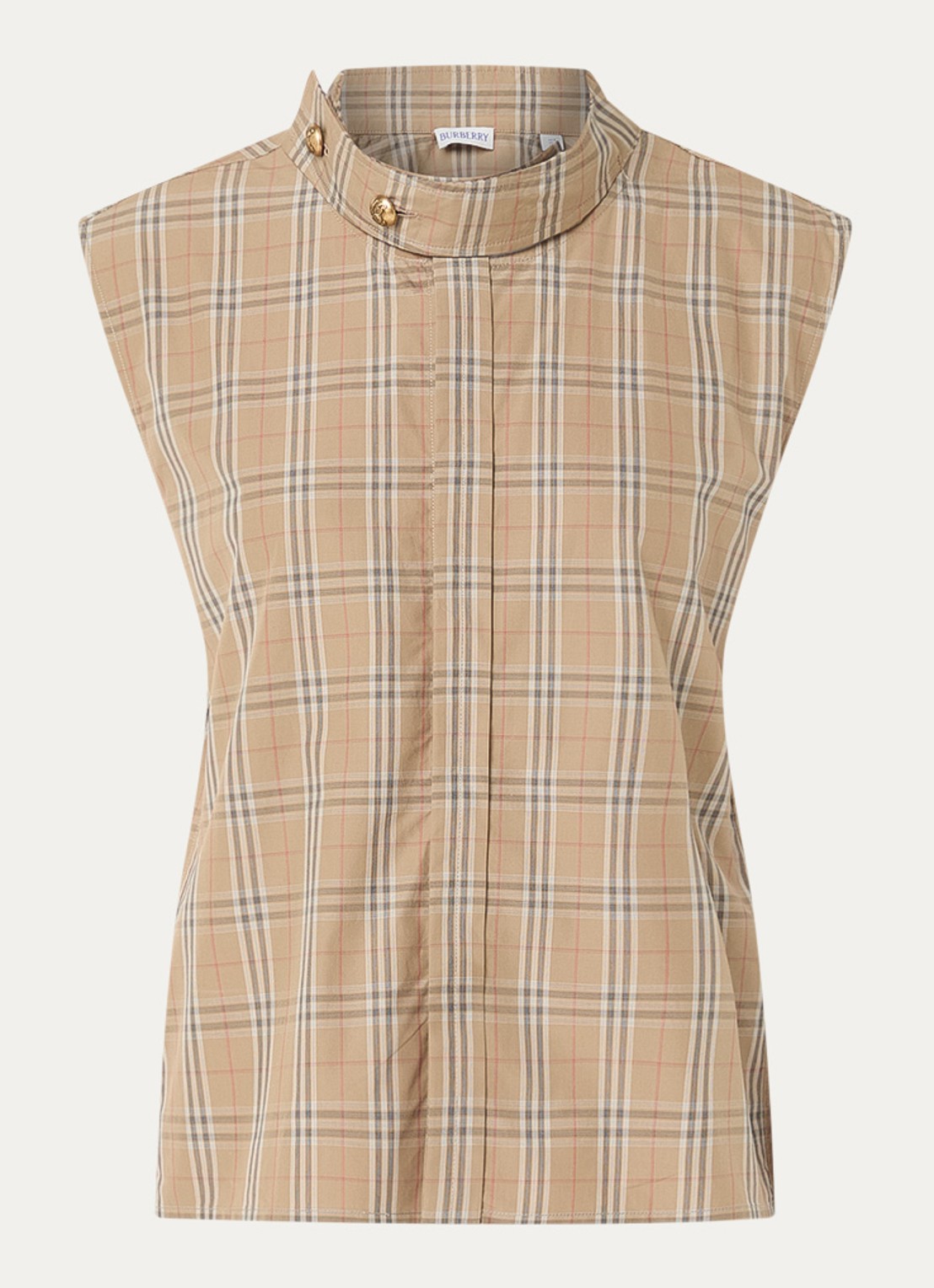Burberry Blouse met ruitdessin - voorkant 3 zand