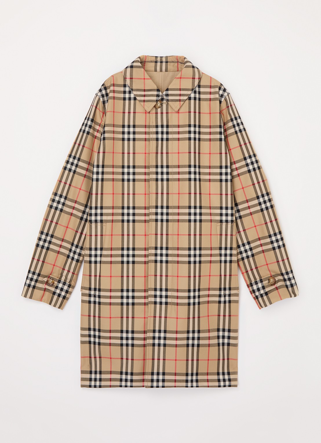 Burberry Braxton reversible trenchcoat met ruitdessin - voorkant beige