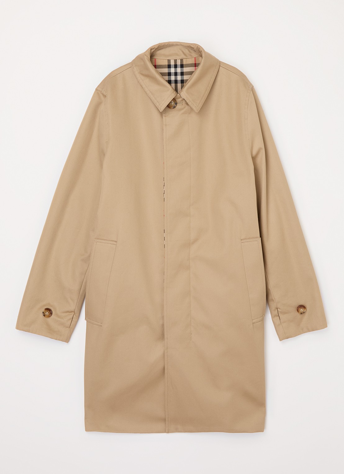 Burberry Braxton reversible trenchcoat met ruitdessin - voorkant 2 beige
