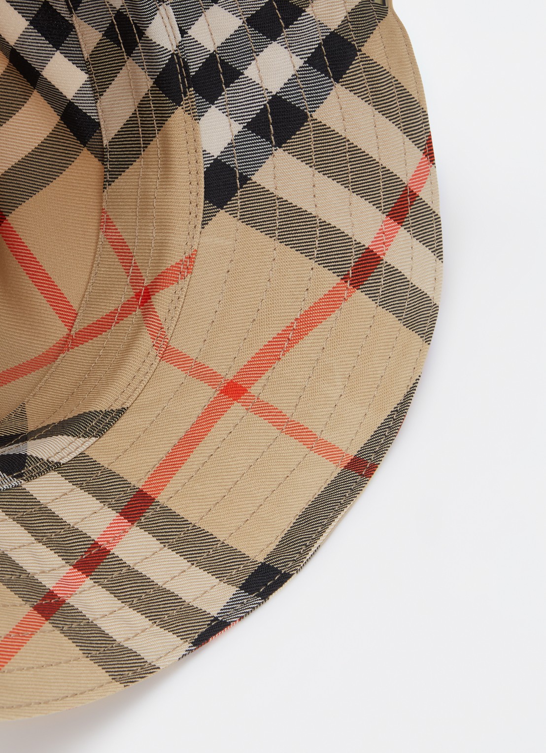 Burberry Bucket hoed met ruitdessin - detail beige