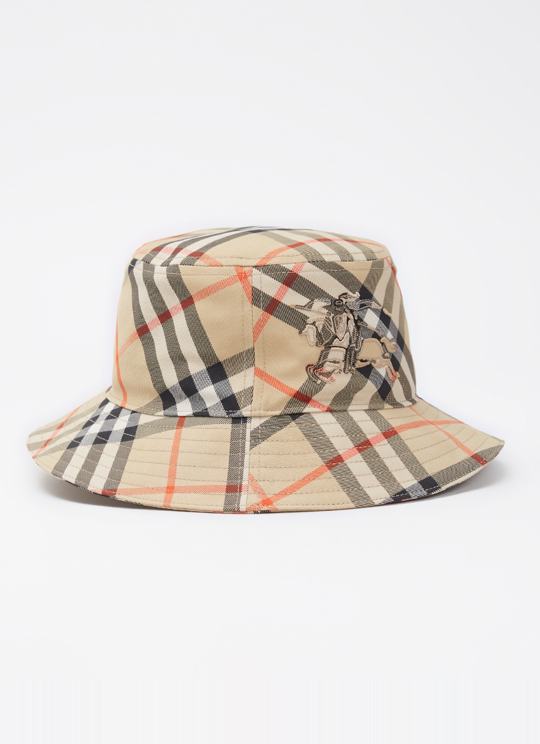 Burberry Bucket hoed met ruitdessin - voorkant 2 beige