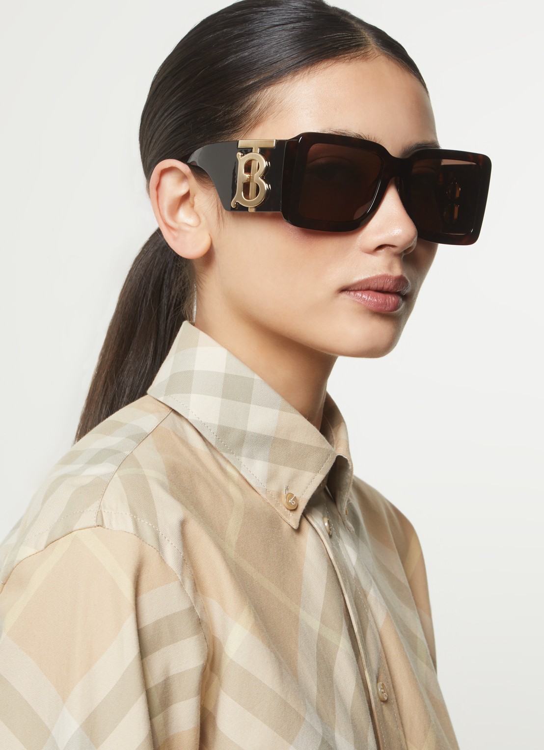 Burberry Butterfly zonnebril BE4406U - voorkant 5 donkerbruin