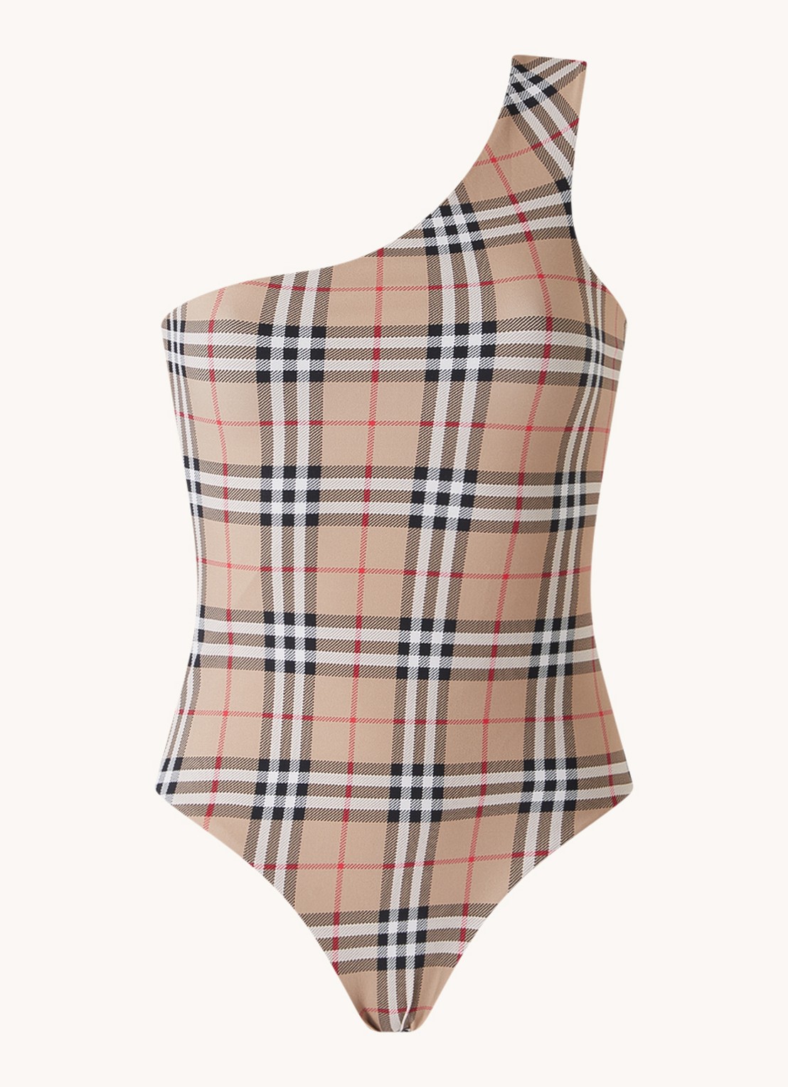Burberry Candice one shoulder badpak met ruitdessin - voorkant 4 beige