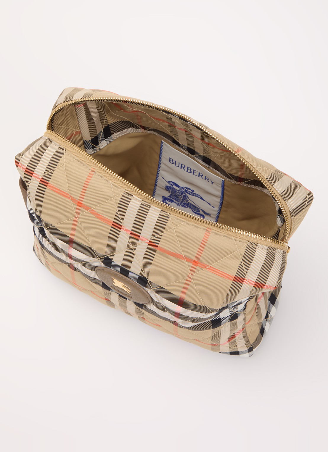 Burberry Cardiff toilettas met ruitdessin - voorkant 2 zand