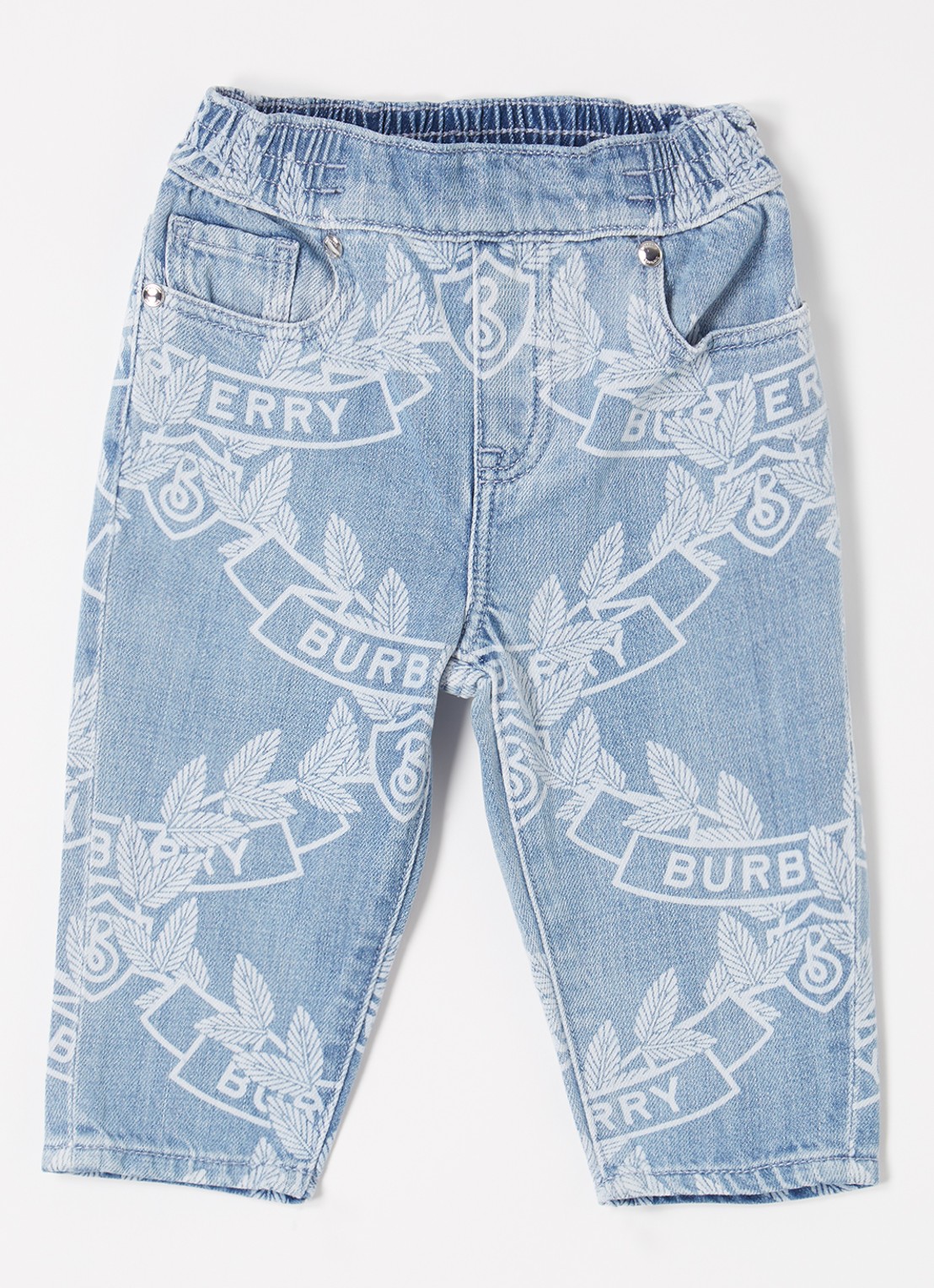 Burberry Carven tapered fit jeans met logoprint - voorkant lichtblauw