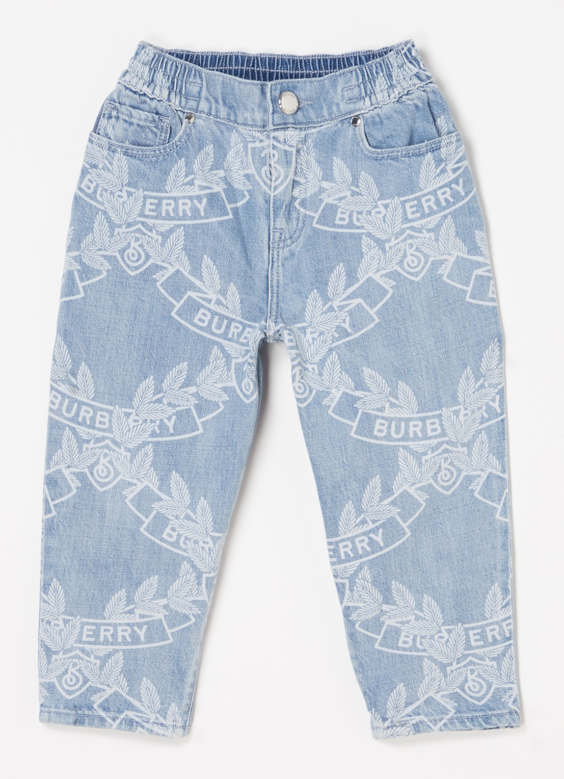 Burberry Carven tapered fit jeans met logoprint - voorkant 2 indigo