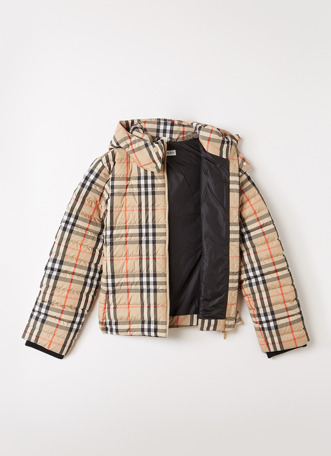 Burberry Cecilia puffer jack met donsvulling - voorkant 3 beige
