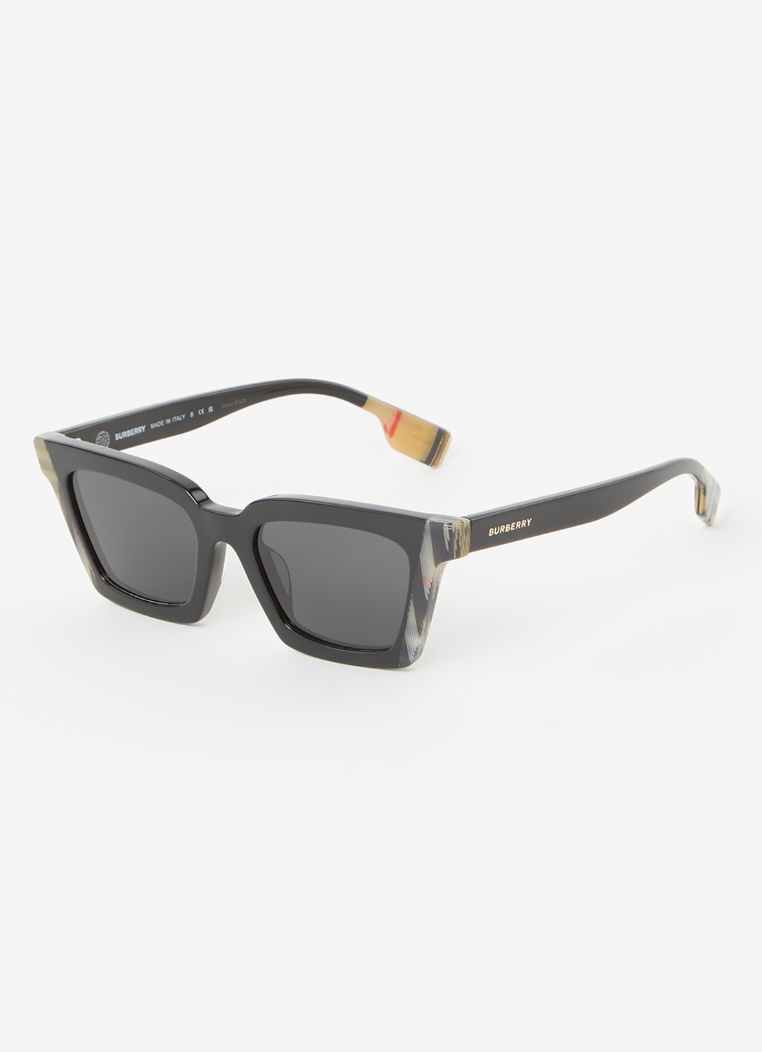 Burberry Check Detail zonnebril BE4392U - voorkant zwart