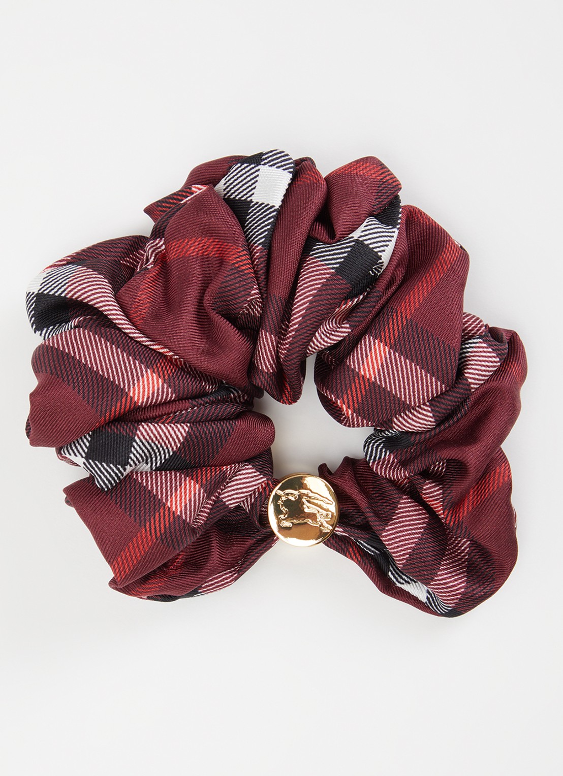 Burberry Check scrunchie van zijde met ruitdessin - voorkant 2 rood