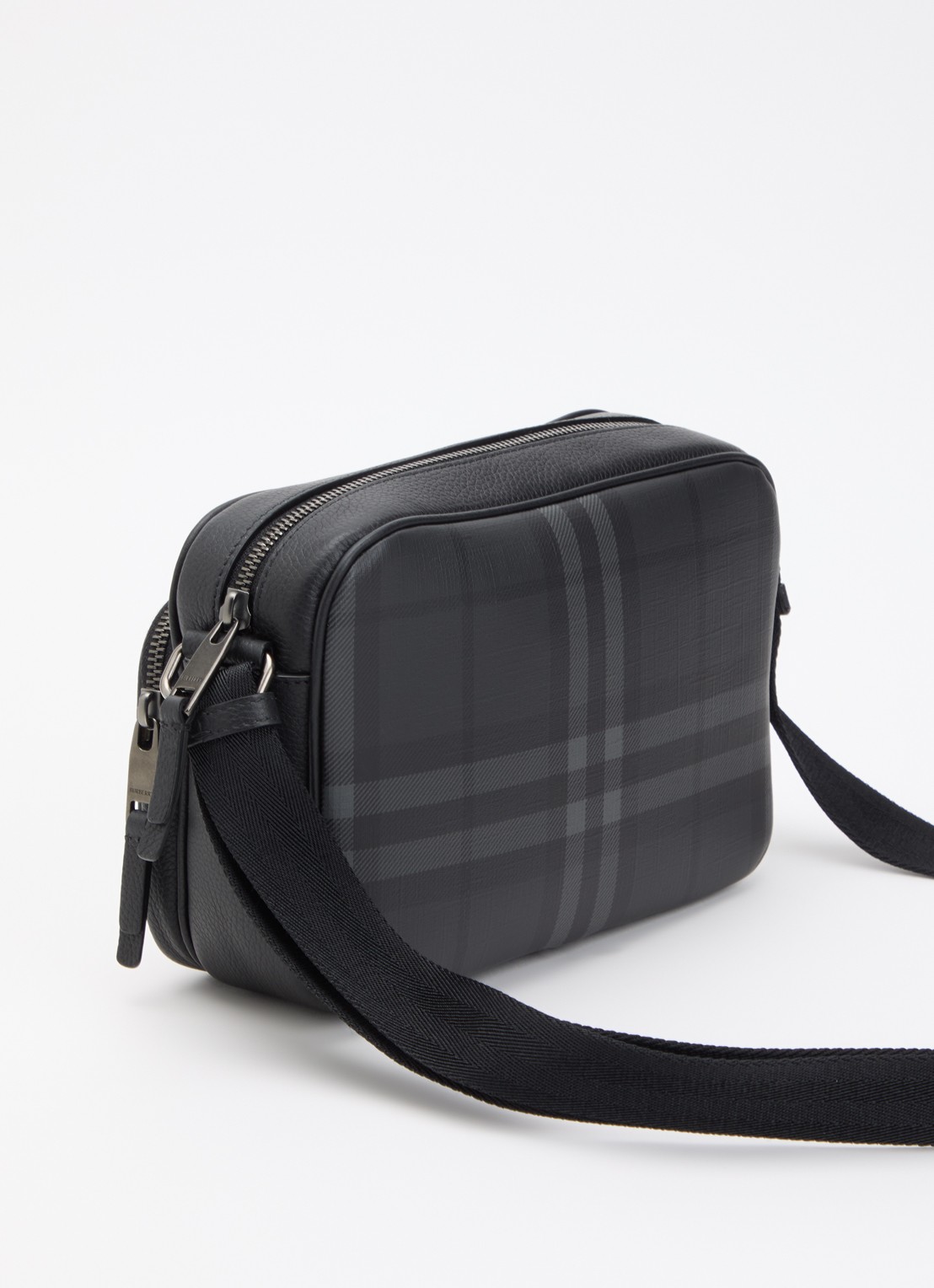 Burberry City Check Pocket crossbodytas met kalfsleren details - achterkant antraciet