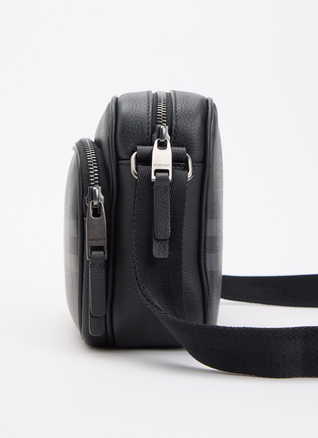 Burberry City Check Pocket crossbodytas met kalfsleren details - detail 3 antraciet