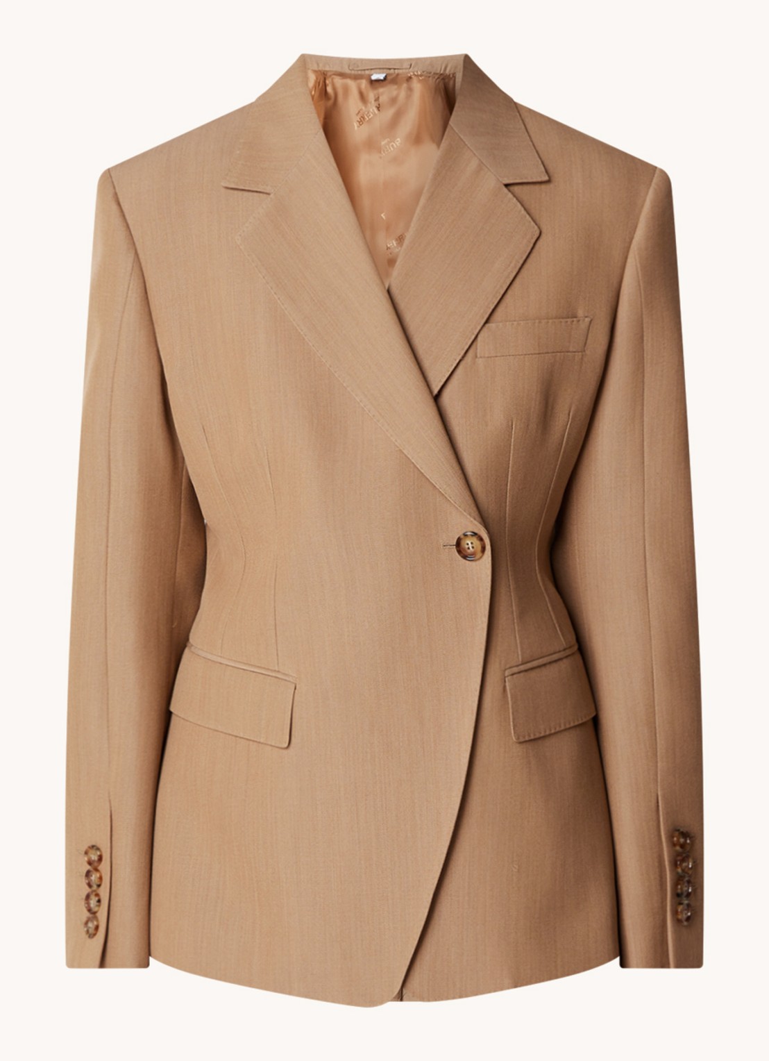 Burberry Claudette blazer in wolblend met klepzakken en schoudervulling - voorkant 2 camel