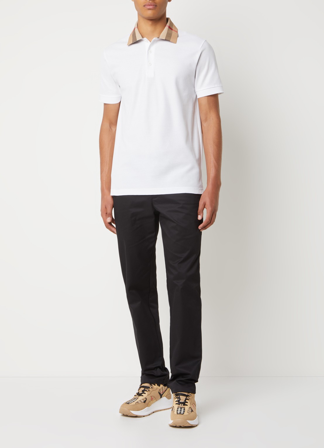 Burberry Cody regular fit polo met logoprint - voorkant 5 wit