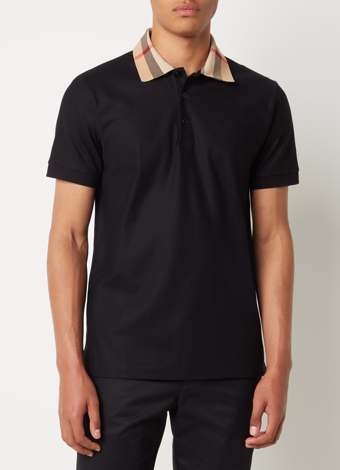 Burberry Cody regular fit polo met logoprint - detail zwart