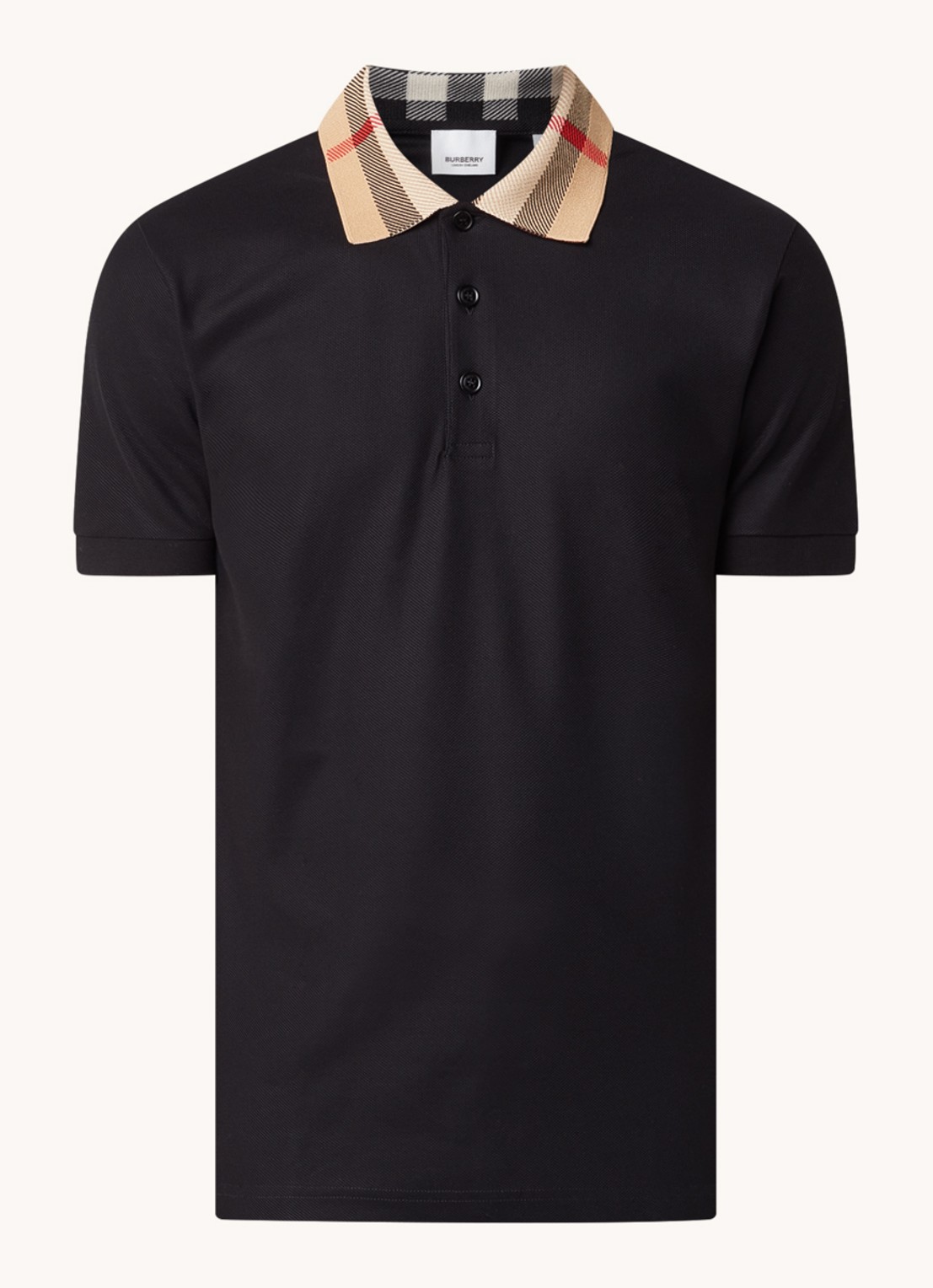 Burberry Cody regular fit polo met logoprint - voorkant 3 zwart