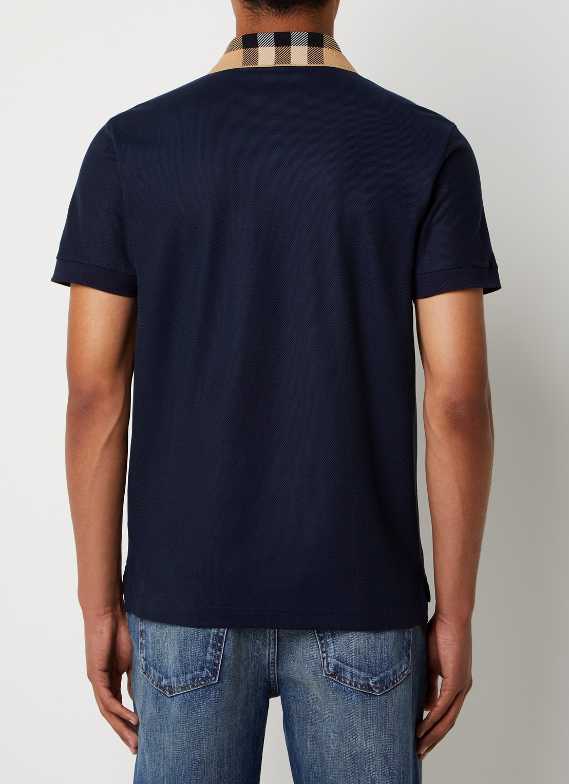 Burberry Cody regular fit polo met logoprint - achterkant 3 donkerblauw