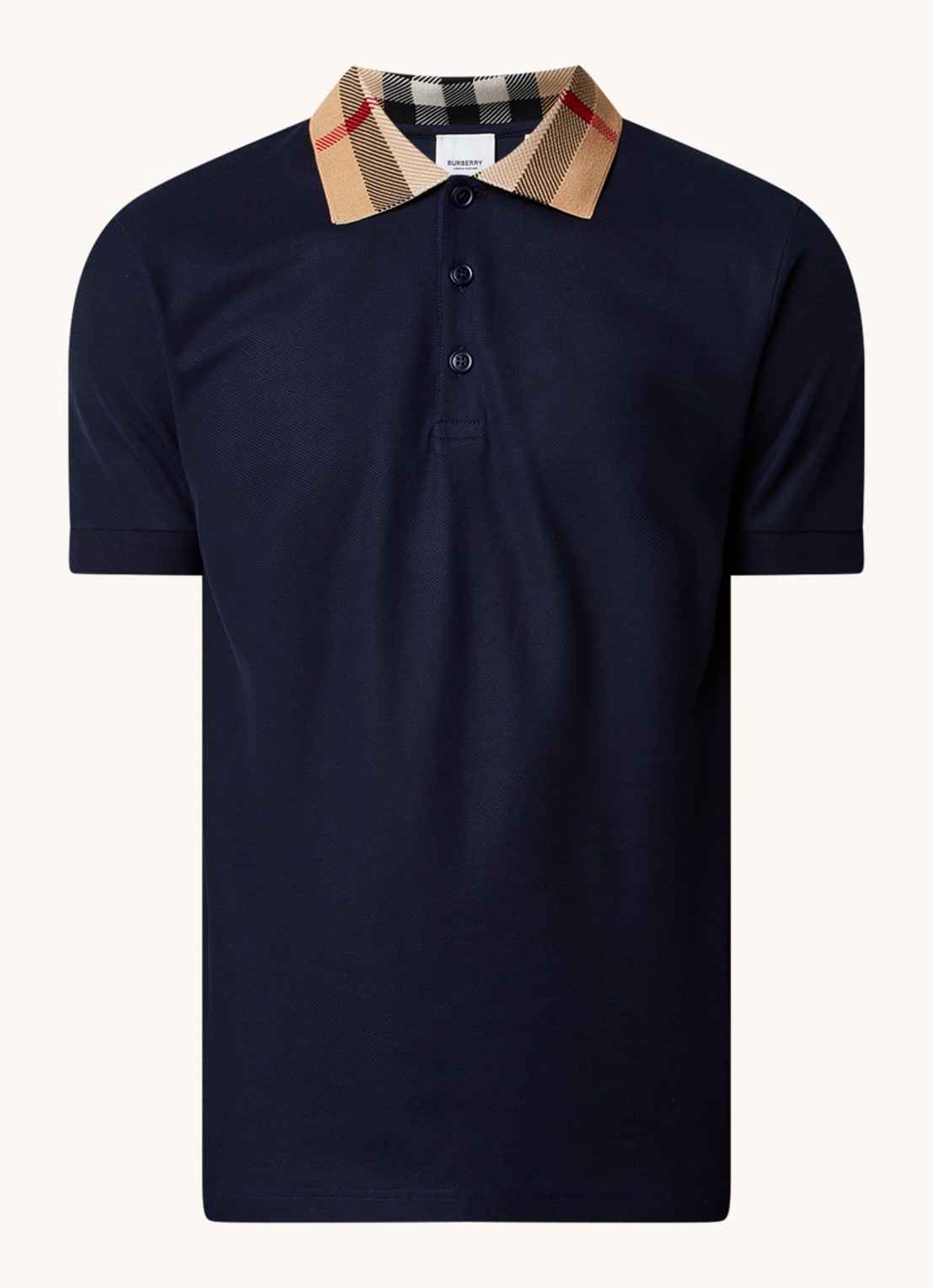 Burberry Cody regular fit polo met logoprint - voorkant donkerblauw